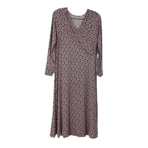 SOFT SURROUNDINGS A Purple maxi Long Sleeve wrap Print Dress Size M